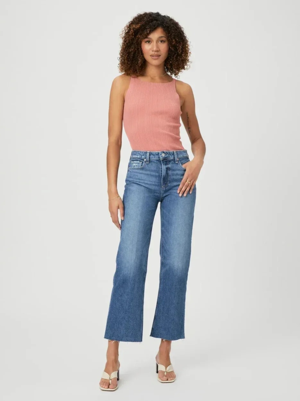 PAIGE Leenah High Rise Ankle Jean Medium Blue Women's Size 26